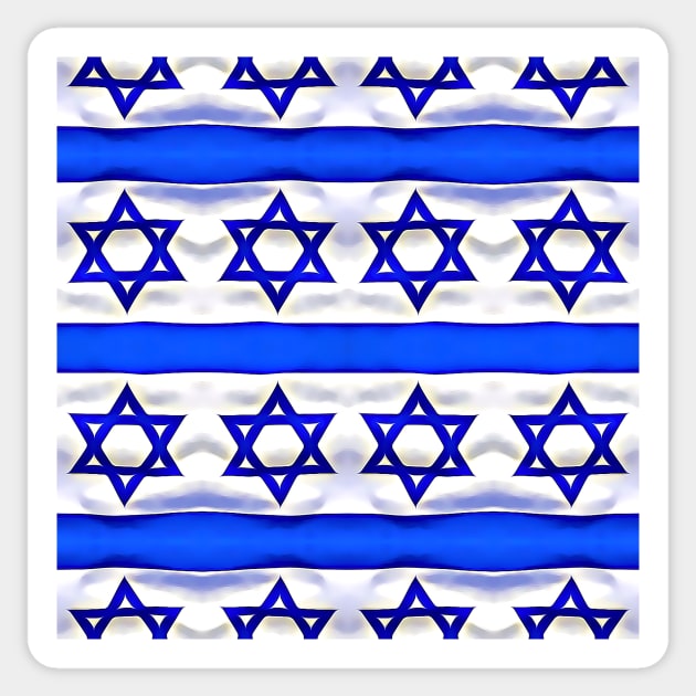 Star of David Israeli Flag Pattern Number 1 Sticker by BubbleMench